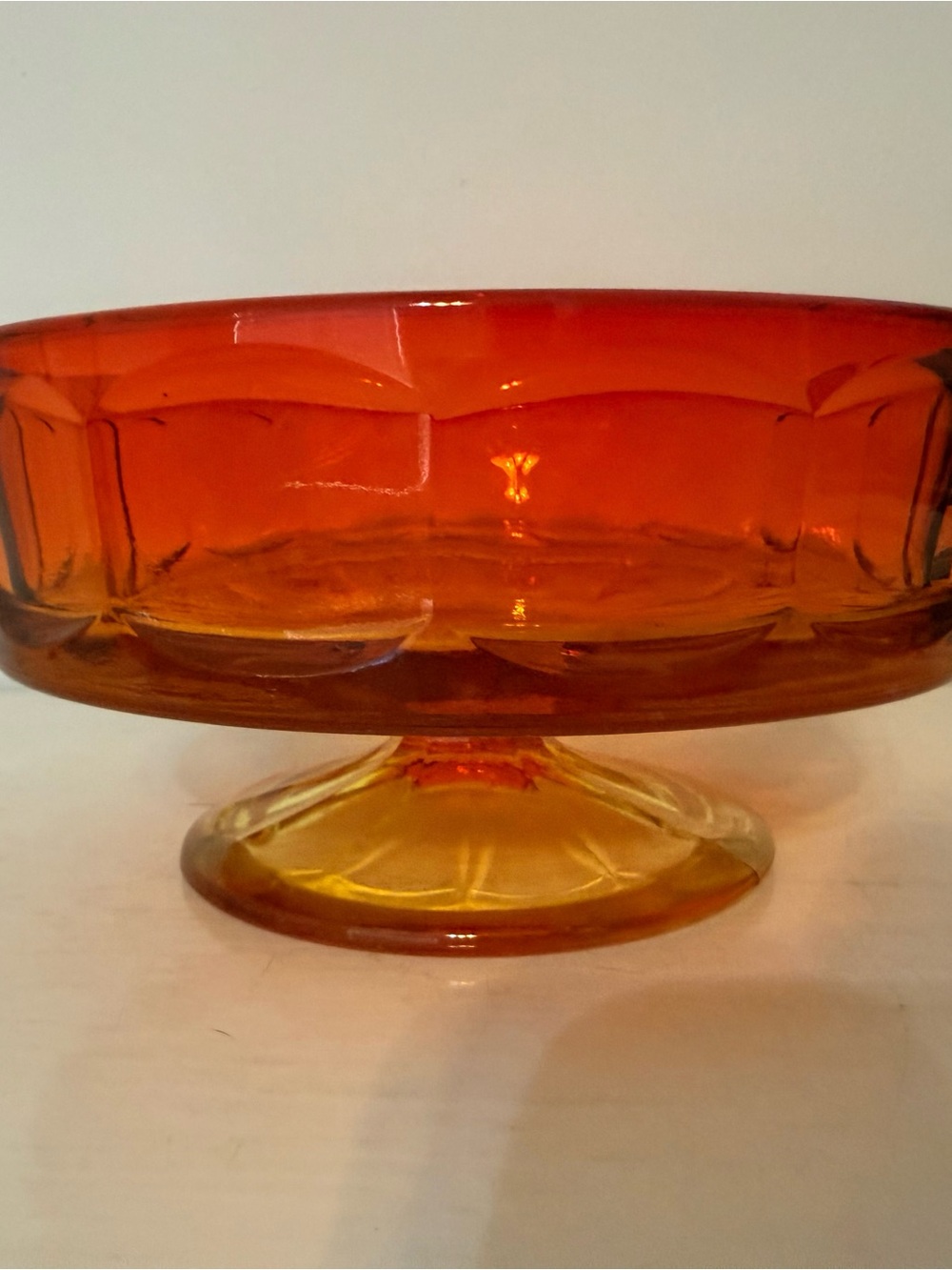 Vintage Viking Amberina Glass Pedestal Bowl dish glow